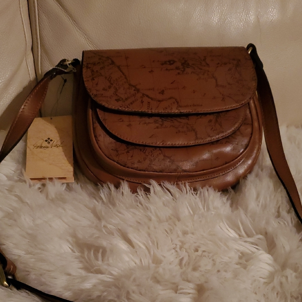 Rich Brown Embossed Leather Crossbody Bag